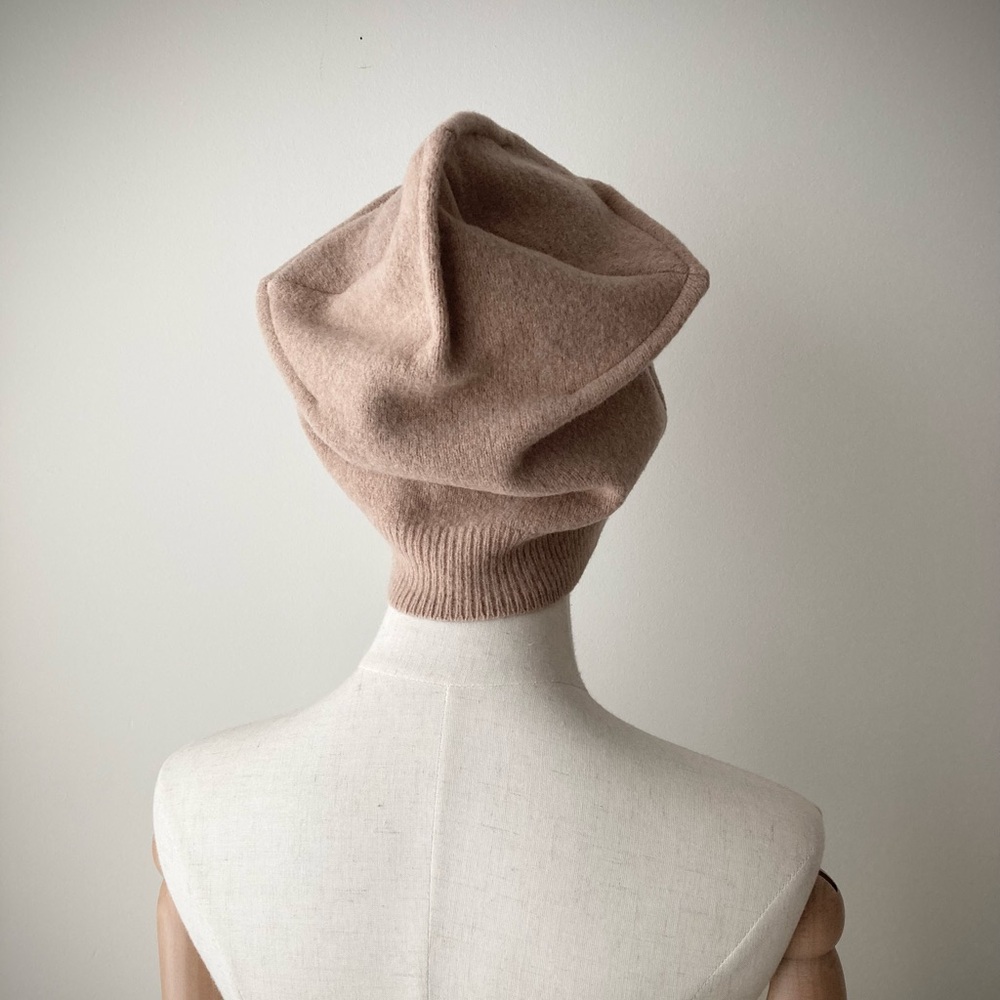 joodito origami crown 100% wool sweater cloche hat beanie bucket cap beige tan - Picture 4 of 10